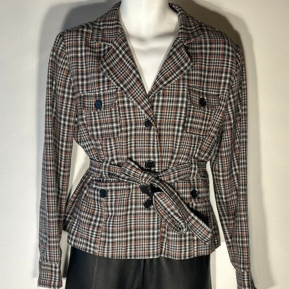 Kamikaze SZ L Glen Plaid button front jacket academia essential office casual - Picture 2 of 8